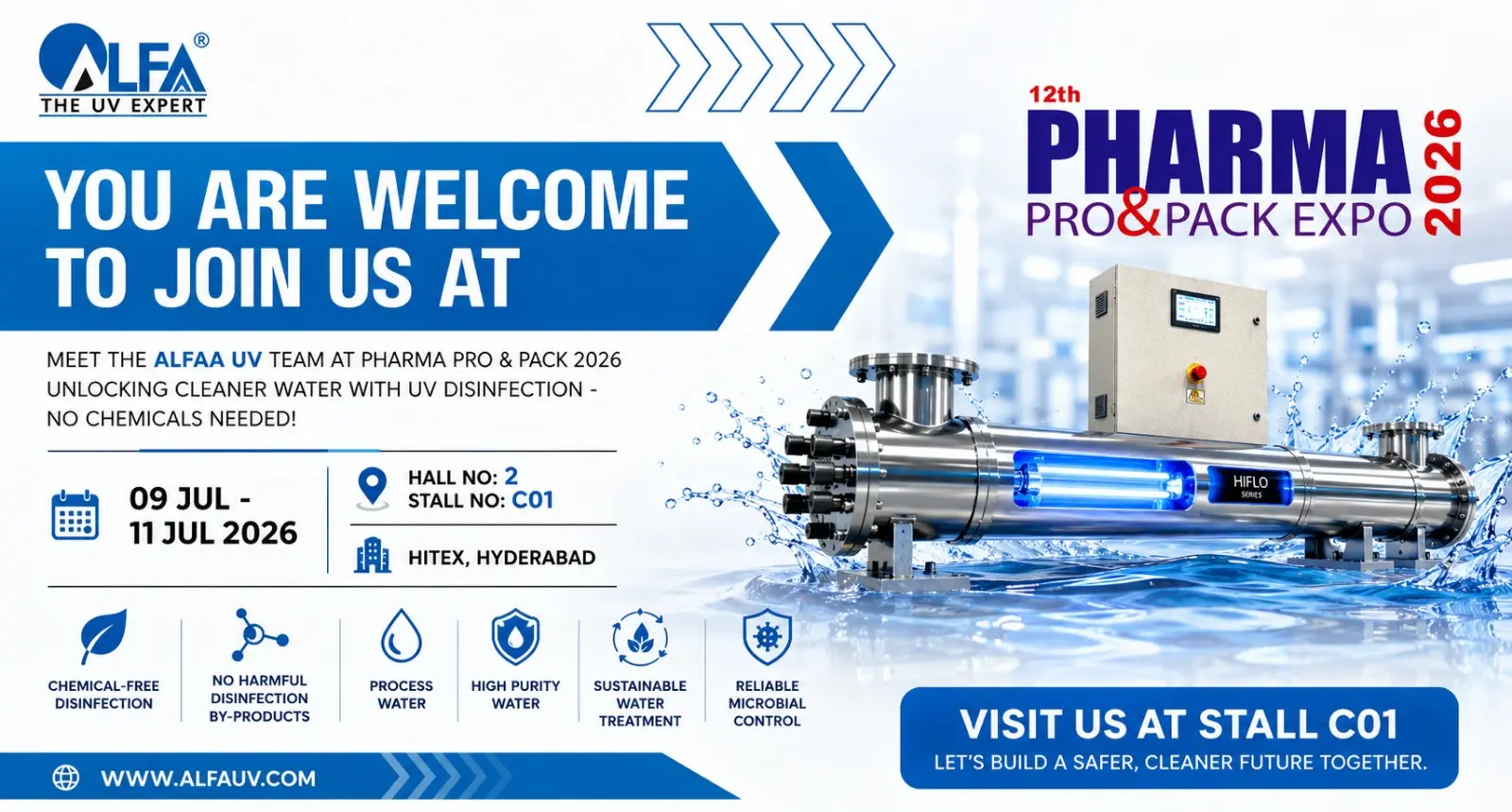 Alfaa UV at Pharma Pro and Pack Expo 2026