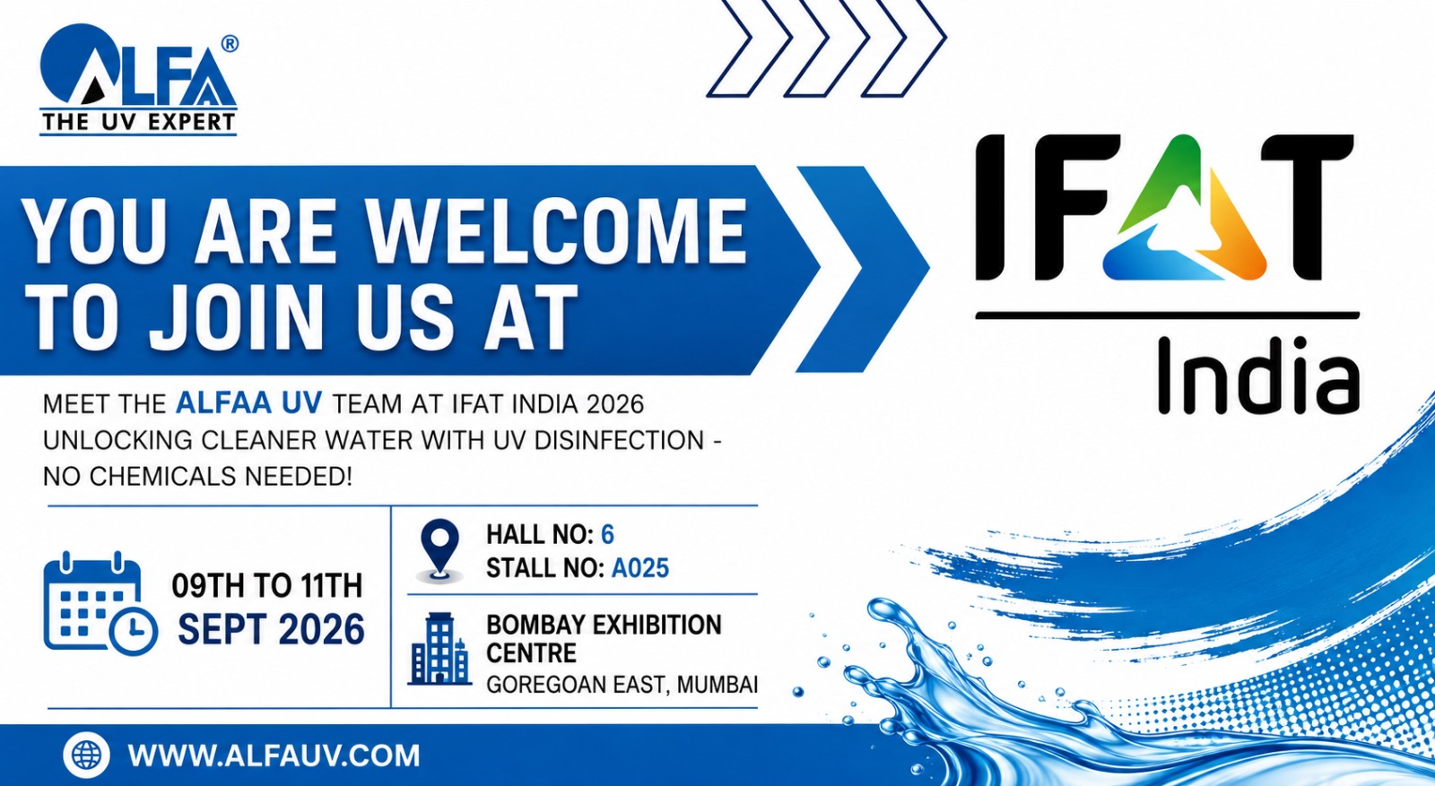 Join Alfaa UV at IFAT India 2026 India’s Leading Environmental Technology Exhibition